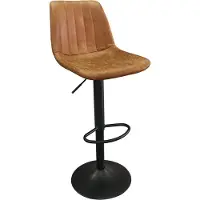 Huisenthuis.nl Barkruk Ufuk Cognac - Kunstleer - Set van 2 - Geschikt voor kookeiland - Draaibaar - Met rugleuning - In hoogte verstelbaar - Zithoogte 59 - 80 cm - Zitdiepte 36 cm