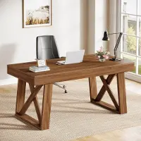 Tribesigns Bureau - Computerbureau - Computerbureau met lade - Thuiskantoor Bureau Houten Tafel voor Kantoor & Gaming, Zakelijke Werktafel - 140 x 70 x 65 cm - Bruin