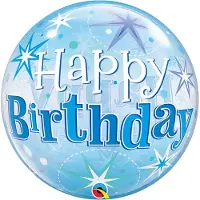 Qualatex Happy Birthday bubbel ballon blauw