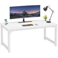 Tribesigns Computertafel - Bureau - Met Dikker Frame - Industrieel - Vintage - Wit - 180 x 80 x 75 cm