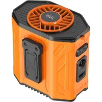 VHV - Tailleventilator - persoonlijke ventilator voor camping, buitenwerk en reizen - met 3600 mAh batterij, clip en zaklamp - oranje ABS 8.4 x 7.2 x 6 cm