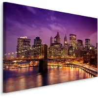 Karo-art Schilderij - New York bij Nacht, Premium Print, 5 maten