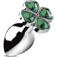 XR Brands Lucky Clover Gem - Large Anal Plug - Silver