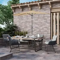 Laura Halve Parasol 270 cm Beige – Balkon Parasol met Zwengel, UV-beschermend Polyester, Ruimtebesparend Halfrond Design, Ventilatie, Voor Balkon, Terras & Tuin –