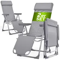 Casaria Tuinstoel met Hoge Rugleuning 2 Stuks Antraciet Aluminium