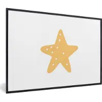 PosterMonkey Poster in lijst voor kids - Wanddecoratie kinderkamer - Schilderij voor kinderen - Ster - Meisjes - Jongens - Oranje - Stippen - 90x60 cm