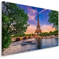 Karo-art Schilderij - Eiffeltoren in Parijs , Wanddecoratie , Premium print