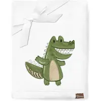 Be Mammy Babydeken - Dekbed - Kinderdeken - Wiegdeken - Dekentje Baby - 76 x 102 cm - Wit - krokodil - BE-BE20-168-BBL