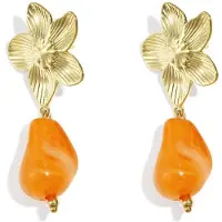 Yehwang Bloem Oorbellen Goudkleurig - Oranje - Roestvrij Staal - Bloemenmotief - Cadeau - Oorbellen - Damessieraden