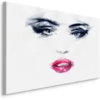 Karo-art Schilderij - Rode Lippen, Portret van een Vrouw, Premium print