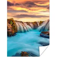 PosterMonkey Poster Waterval - Landschap - Wolken - Natuur - 90x120 cm
