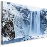 Karo-art Schilderij - Waterval in de winter, premium print