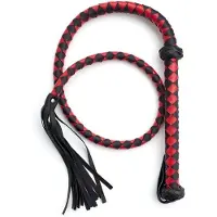 O-products Gevlochten single tail zweep kunstleer - 150 cm - rood/zwart