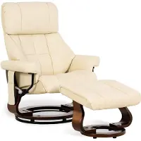 OEM Monkey's Massagestoel - Kunstlederen - Massagestoel - Relax stoel - Chill stoel - Creme - Tv stoel - 360 Graden Draaibaar - Inclusief Hocker - ‎90 x 86 x 110 cm