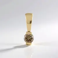 Cavill - Gouden Hanger - 9K Geel Goud - I2 Bruine Diamant uit Afrika 0,09 ct - Ronde Briljant 3 mm - Minimalistisch Elegant Luxe Sieraad