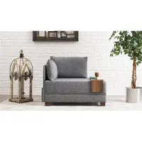 Atelier Del Sofa Moderne Fauteuil Grijs Stof Fly - Links - Met Houten Tafeltje - Stof - Modern