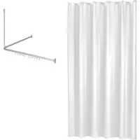 Sealskin Douchegordijnstangset Met Douchegordijn Easy Roll Mat Aluminium / Wit 90 x 90 x 90 cm - 180 x 200 cm