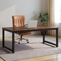 Tribesigns Bureau - Dubbel Lang Bureau - Computerbureau - Computertafel - Bureautafel voor Thuiskantoor - 180 x 90 x 77 cm - Rustiek Bruin