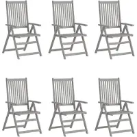 vidaXL Tuinstoelen 6 st verstelbaar massief acaciahout grijs