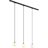 QAZQA Modern railsysteem zwart met 3 hanglampen wit 1-fase - Iconic Perle
