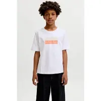 Jack & Jones JUNIOR T-shirt wit Jongens Katoen Ronde hals Printopdruk - maat 128