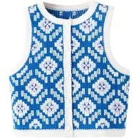 Mango gilet blauw Meisjes Katoen Ronde hals All over print - maat 152