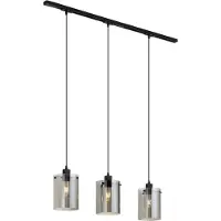 QAZQA Modern railsysteem zwart met 3 hanglampen van smoke glas 1-fase - Iconic Dome