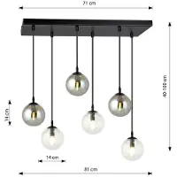Emibig COSMO 6 BL MIX2 Hanglamp Zwart Glas 10W MAX LED