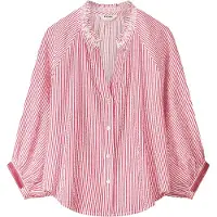 Pom Amsterdam Dames Blouses Blouse Seersucker Red White - Rood - Maat 36