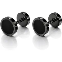Mendes Heren Oorbellen Zwart RVS – Fake Plug Studs – Minimalistisch & Stoer - 8mm