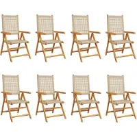 vidaXL Tuinstoelen 8 st poly rattan en massief hout beige