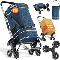Monzana 2in1 Boodschappentrolley 30kg Inklapbaar Afneembare Tas 6 wielen Blauw