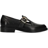 Manfield Zwarte leren loafers met gesp | Maat 36