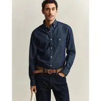 Gant Heren Overhemd Regular Fit marine indigo (L), Casual, Katoen, Klassiek, Lange mouwen, Marineblauw 3000400