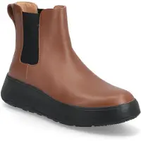 Original Brands Women F-Mode Leather Flatform Chelsea Boots Rich Brown-Schoenmaat 39