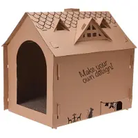 24.Se kattenhuis, bruin karton, 44x48x36 cm
