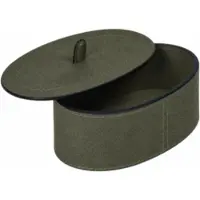 Giobagnara Trinket Box Harris Short Oval Small Calfskin Suede Loden Green