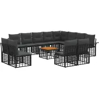 vidaXL Buiten bank set 13 st Zwart en Donker Grijs Polyester
