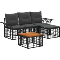 vidaXL Buiten bank set 5 st Zwart en Donker Grijs Polyester