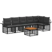 vidaXL Buiten bank set 7 st Zwart en Donker Grijs Polyester