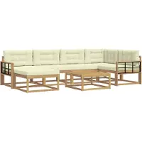 vidaXL Buiten bank set 7 pcs Wit en crèmekleurig