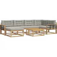 vidaXL Buiten bank set 7 pcs Wit en Lichtgrijs