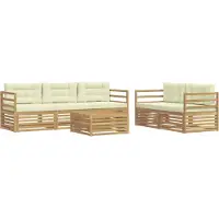 vidaXL Buiten bank set 6 st Wit en crèmekleurig