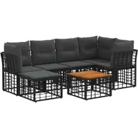 vidaXL Buiten bank set 7 st Zwart en Donker Grijs Polyester