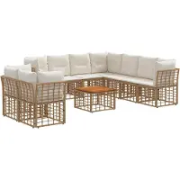 vidaXL Buiten bank set 10 st Natuurlijk en Crème Wit Polyester