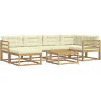 vidaXL Buiten bank set 7 pcs Wit en crèmekleurig