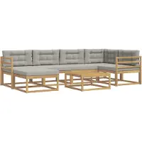 vidaXL Buiten bank set 7 st Wit en Lichtgrijs