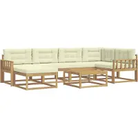 vidaXL Buiten bank set 7 pcs Wit en crèmekleurig