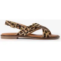 Sissy-Boy Lichtbruine Leren Leopard Sandalen | Maat: 39
