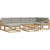 vidaXL Buiten bank set 7 st Wit en Lichtgrijs